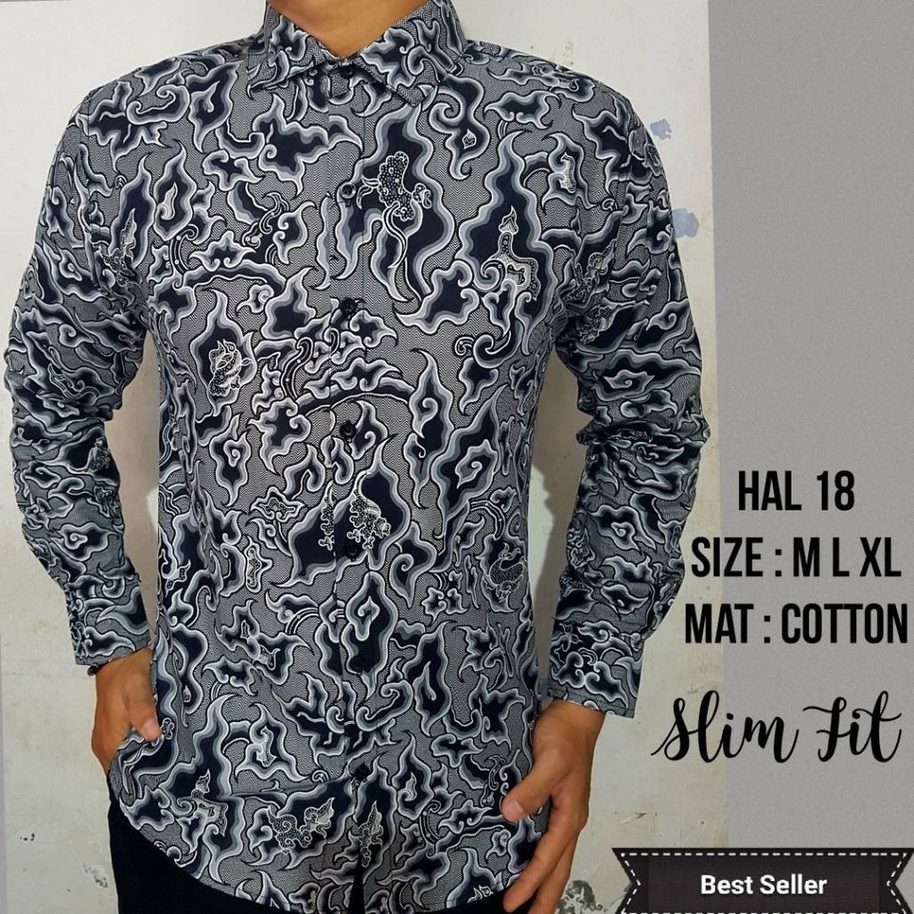 ob 441 baju batik kemeja  pria  slim fit lengan pendek bagus 