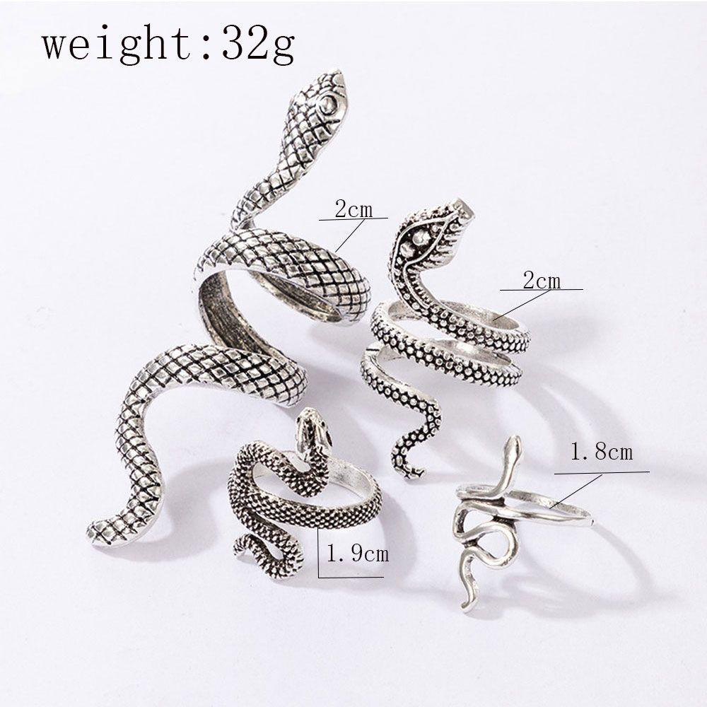 Solighter 4pcs/set Cincin New Warna Silver Vintage Alloy