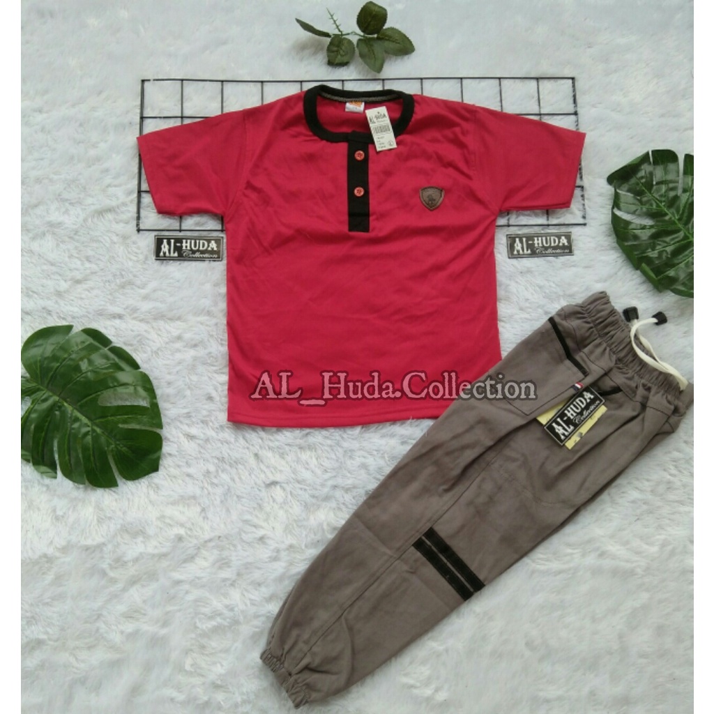 Setelan Anak Laki Laki Kaos Kiano Celana Jogger Chinos, Set Baju Anak Usia 1 2 3 4 5 6 7 8 9 10 TAHUN-2
