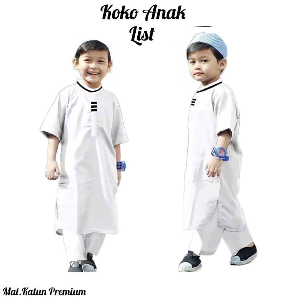 STELAN BAJU KOKO ANAK + PECI TERLARIS 1 - 8 TAHUN