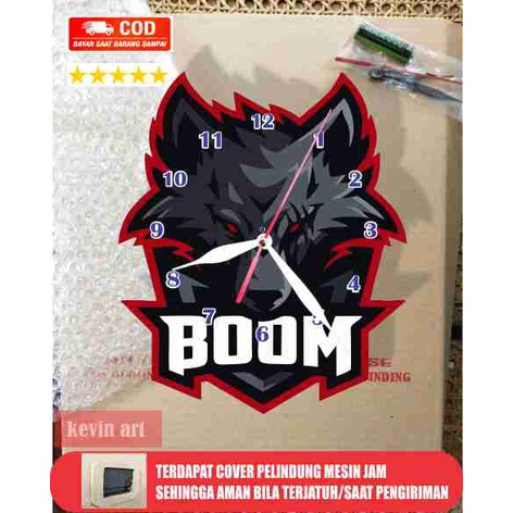 JAM DINDING UNIK BESAR 3D DEKORASI KAMAR KARAKTER LOGO BOOM ESPORTS KOLEKSI GAMERS TERBARU KEREN SOUVENIR CUSTOM