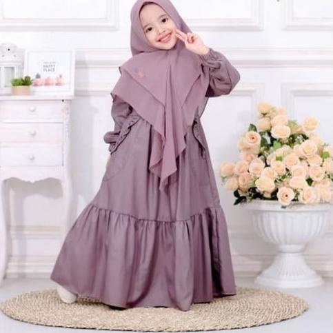 SALEE.. GAMIS syari ANAk set hijab perempuan TANGGUNG TERBARU 2021 MODERN KEKINIAN / gamis arab anak
