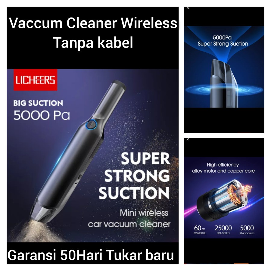 vacum cleaner penyedot debu vacuum mobil Vakum Penyedot Debu Mini Mobil - Wireless Car Vacuum Cleaner Portable handheld 5000pa