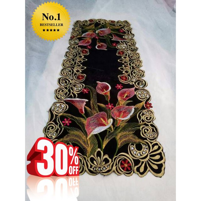 Taplak Meja  Latulip Pink Taplak Meja Tamu Bordir Kerancang Minimalis