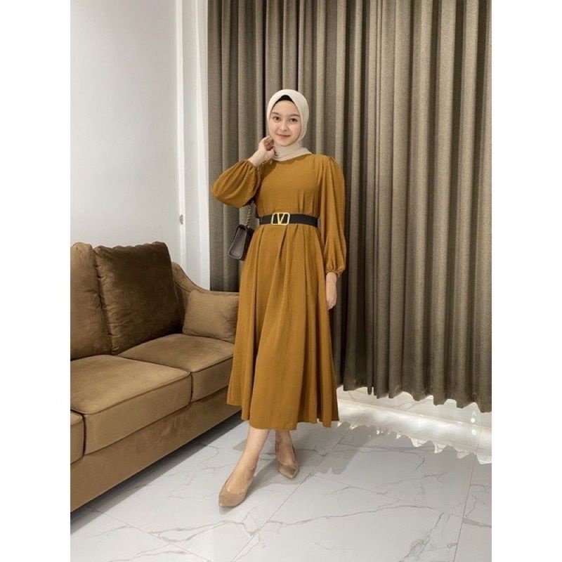 [ free belt ] DEWI DRESS CAMILA MIDI DRESS VIRAL DRESS MUSLIMAH KEKINIAN