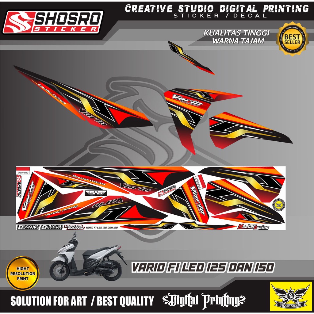 STRIPING/STICKER CUSTOM MOTOR HONDA VARIAO LED 125/150 MOTIF RACING NEW/STICKER VARIASI VARIO LED 12