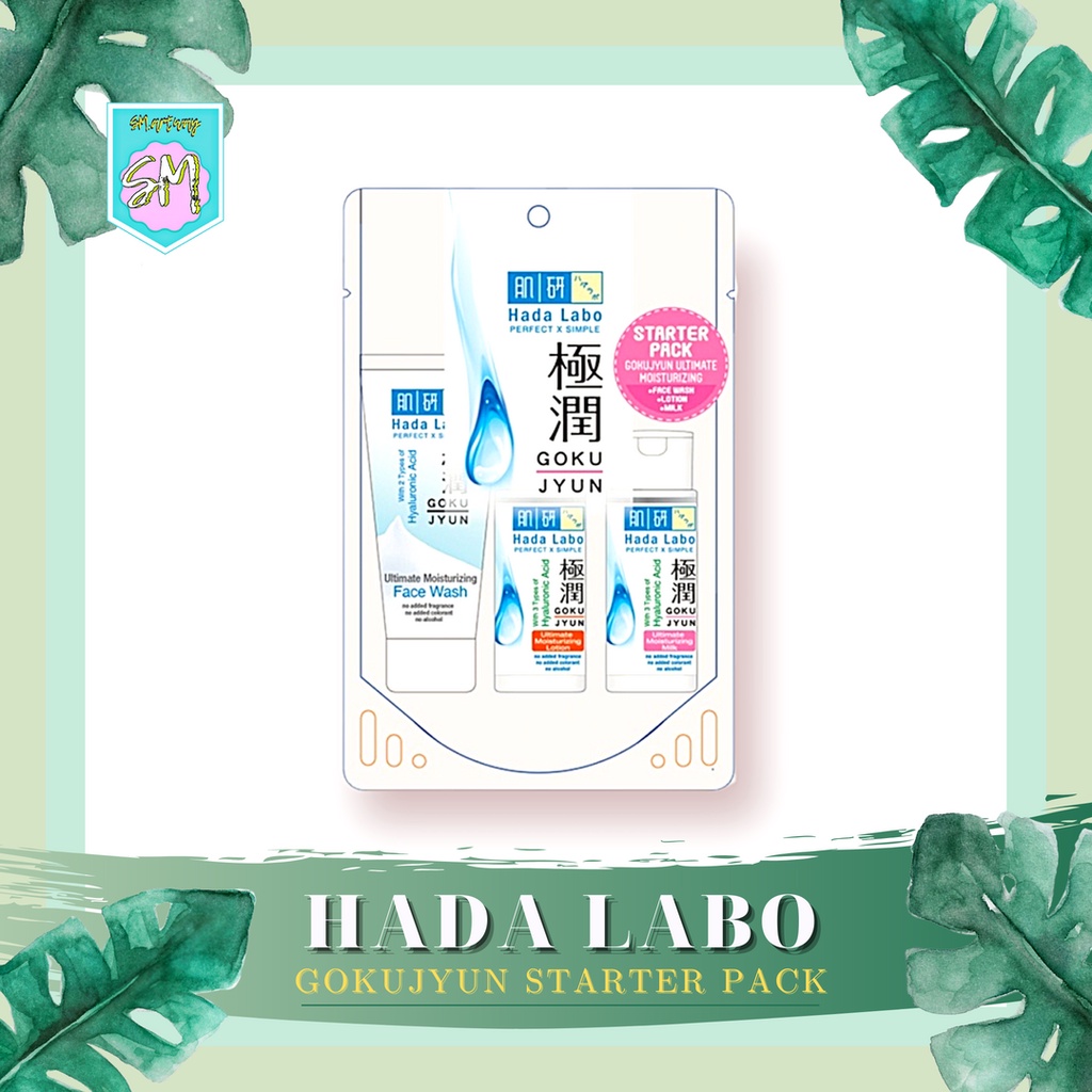 HADA LABO Gokujyun Starter Pack ( Isi 3 Pcs ) 20 ml | Ultimate Moisturizing Lotion | Milk | Light Lotion | Face Wash | Facial Wash HADALABO