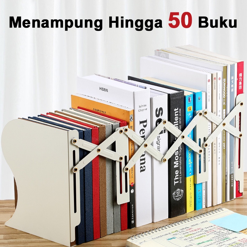 Deli Pembatas Buku Besi Penahan Buku Penyangga Buku Aesthetic Dapat Ditarik 3 Layer Book Stand Retractable Book End