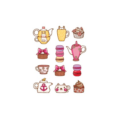 

POTATOO SET AFTERNOON TEA PARTY Temporary Tattoo Sticker