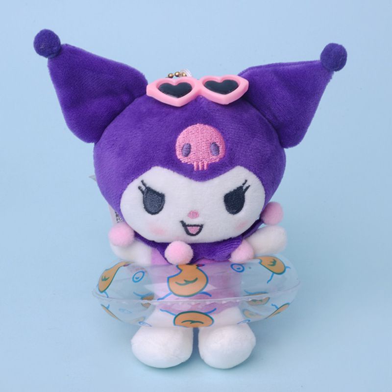 Kawaii Sanrio Anime Cute Kuromi Plush Pendant Summer Swimming Circle Series Doll Gift Filled Toy