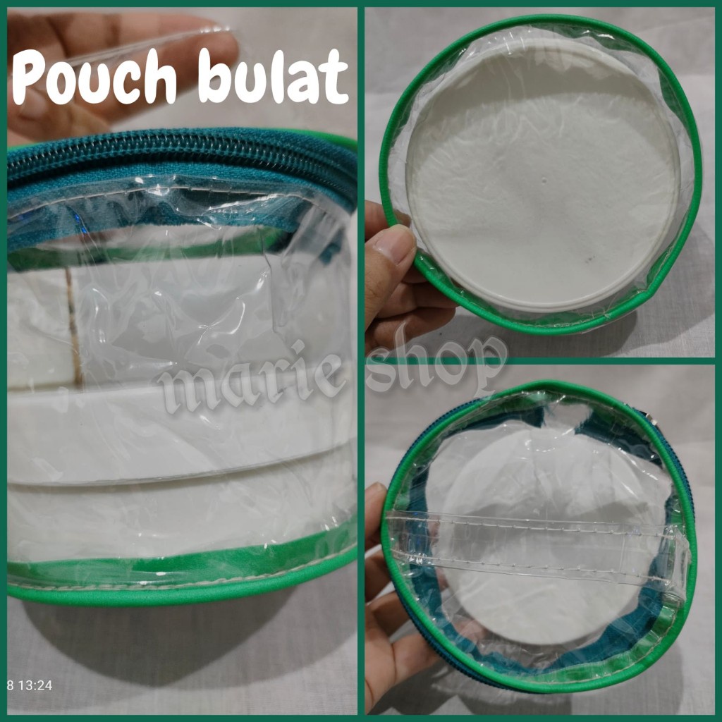 [ NTA ] POUCH TABUNG - POUCH BULAT - POUCH MIKA TRANSPARANT - WADAH KOSMETIK