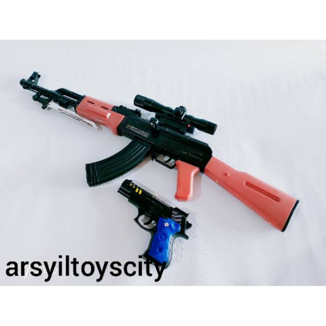 MAINAN TEMBAKAN KOKANG SCOPE LASER AK47 FREE PISTOL KOKANG