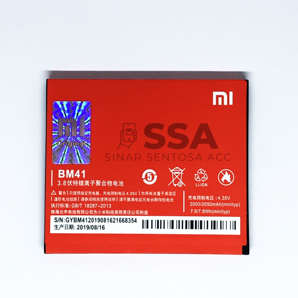 Baterai Original 100% Xiaomi Redmi 1 Redmi 1s BM41 BM 41 Battery Batu Batre Batrai Garansi ORI AWET