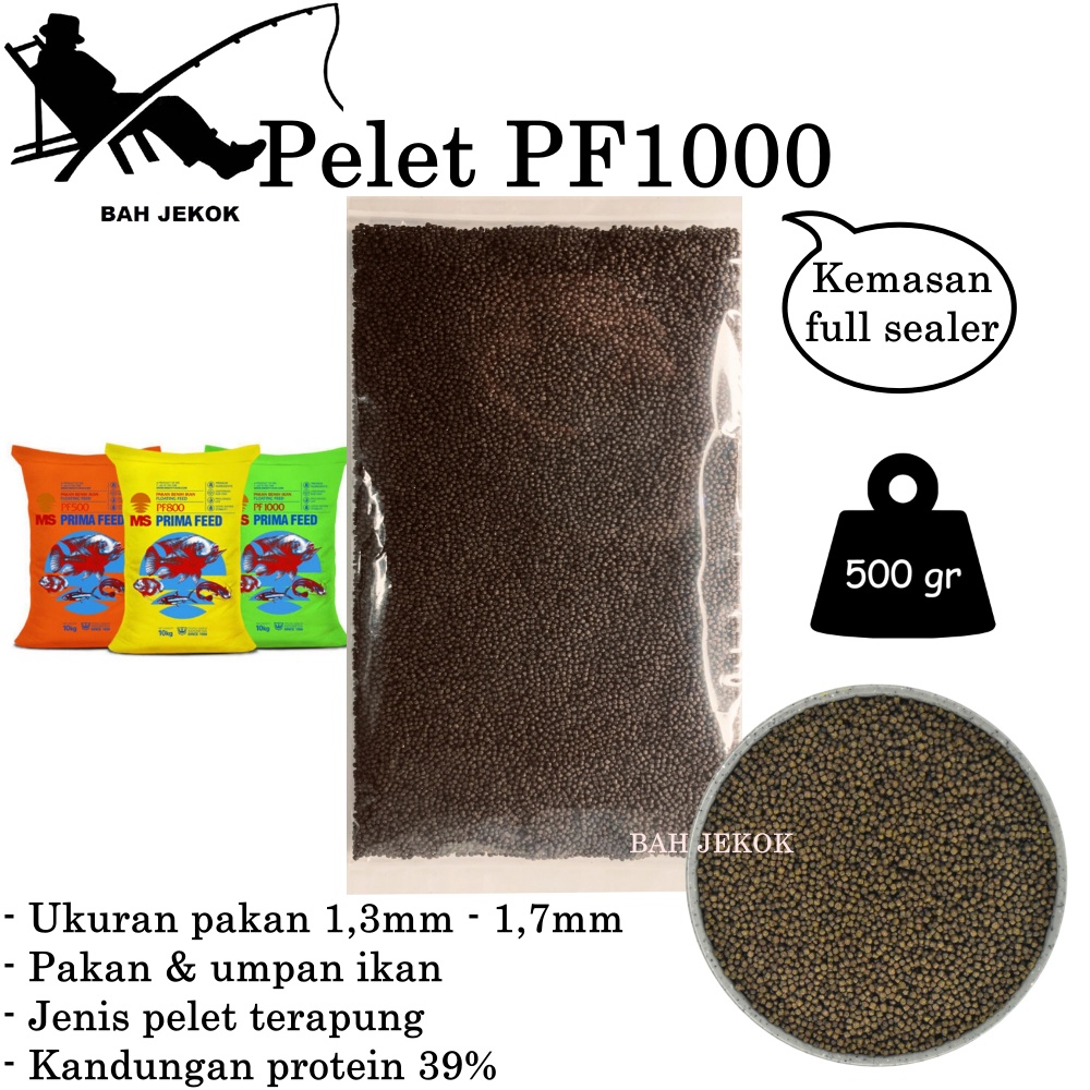 Pelet PF1000 Pakan Ikan Hias Kecil Bibit Cupang Koi Guppy Kura Kura Kolam & Akuarium 500gr.