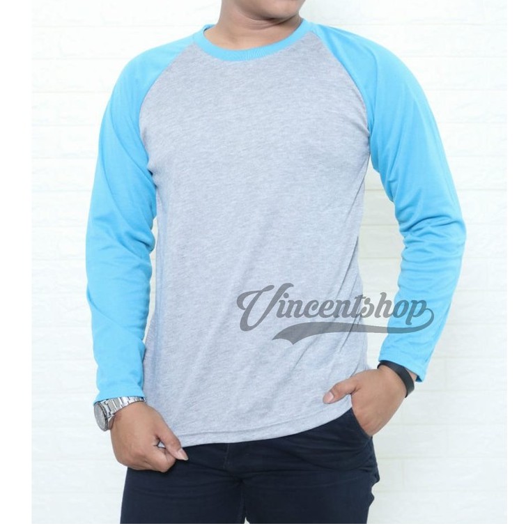  KAOS  Lengan  Panjang  Pria Raglan TURKIS Baju Distro  Kaos  