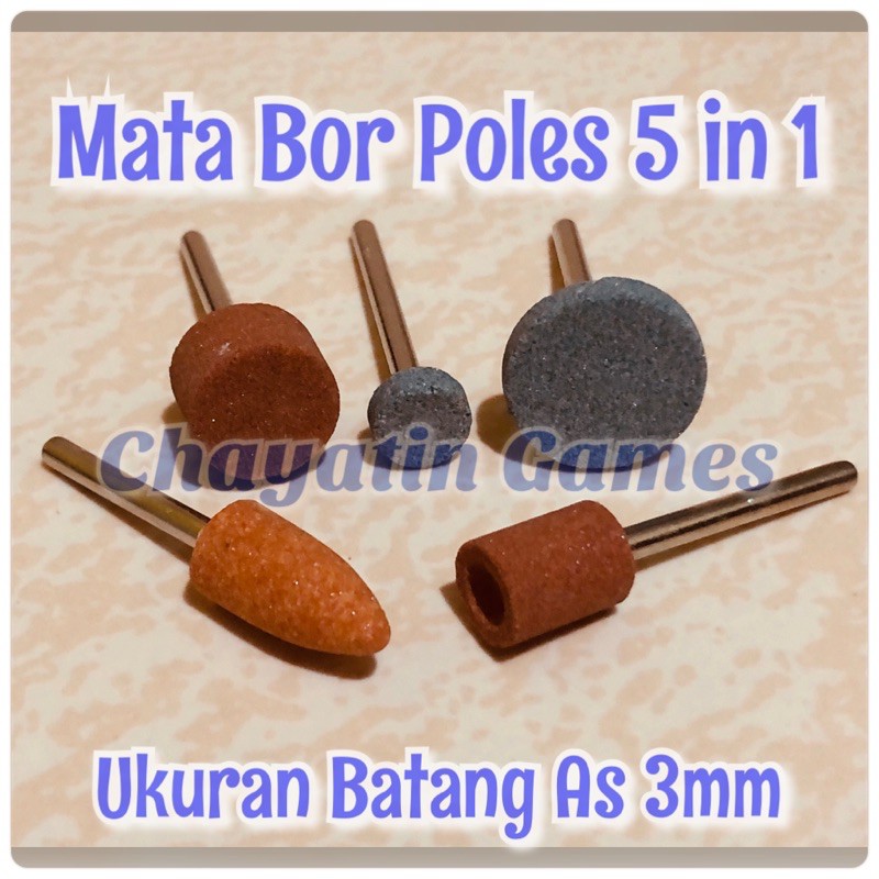 Mata Bor Mini Batu 5 in 1 Cocok Untuk Veneer Poles Asah Ukuran As 3mm