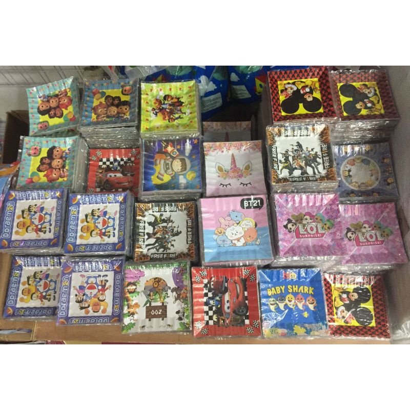 ( Terlaris ) PIRING KERTAS KUE ULANG TAHUN KARAKTER / PIRING KOTAK KUE ULANG TAHUN