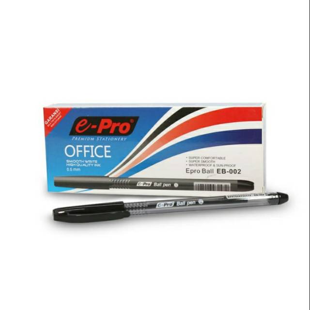 

Pulpen E-PRO Ballpoint EB-022 0,5mm Black ink. 1box isi 12pcs