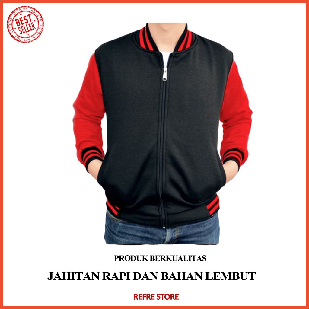 jaket baseball fleece murah terbaru keren slimfit import