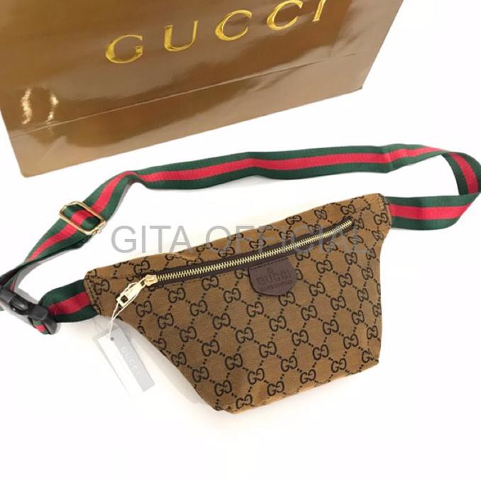 Barang Terjamin TAS PINGGANG CEWEK TAS PINGGANG WANITA GUCCI TIKA WAIST KANVAS IMPORT PROMO