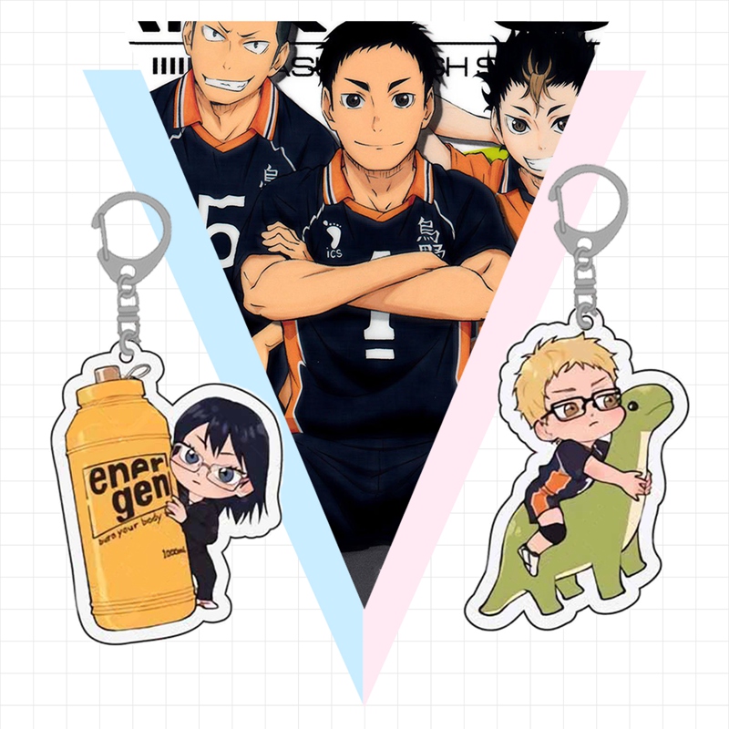 1pc Gantungan Kunci Karakter Anime Jepang Haikyuu!! Bahan Akrilik Transparan