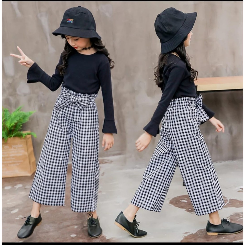 QUEEN FASHION - SETELAN ANAK EVIE / TERBARU / PINK / HITAM