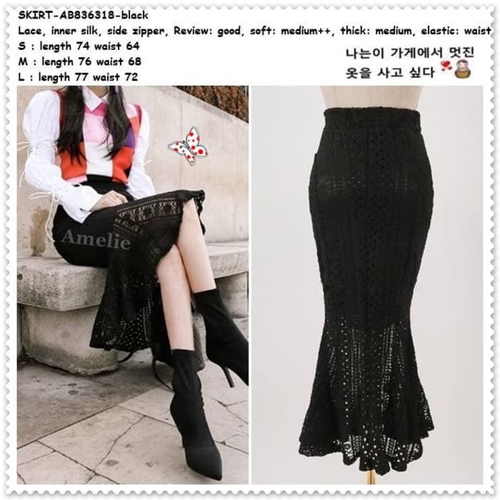 Rok Panjang Midi Skirt Mermaid Brukat Wanita Korea Import AB836318
