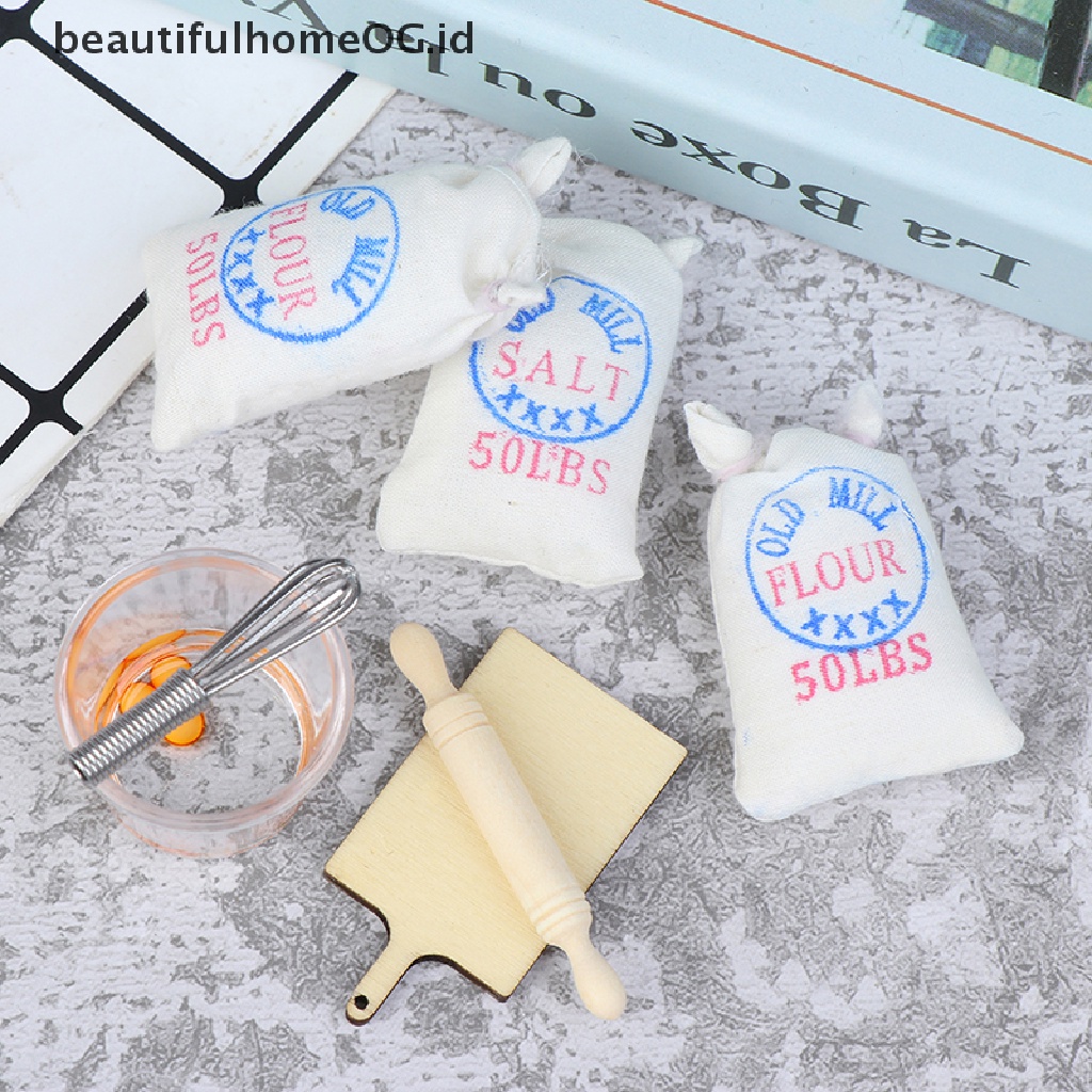 Mainan Miniatur Kantong Tepung / Telur / Garam Skala 1: 12 Untuk Aksesoris Rumah Boneka