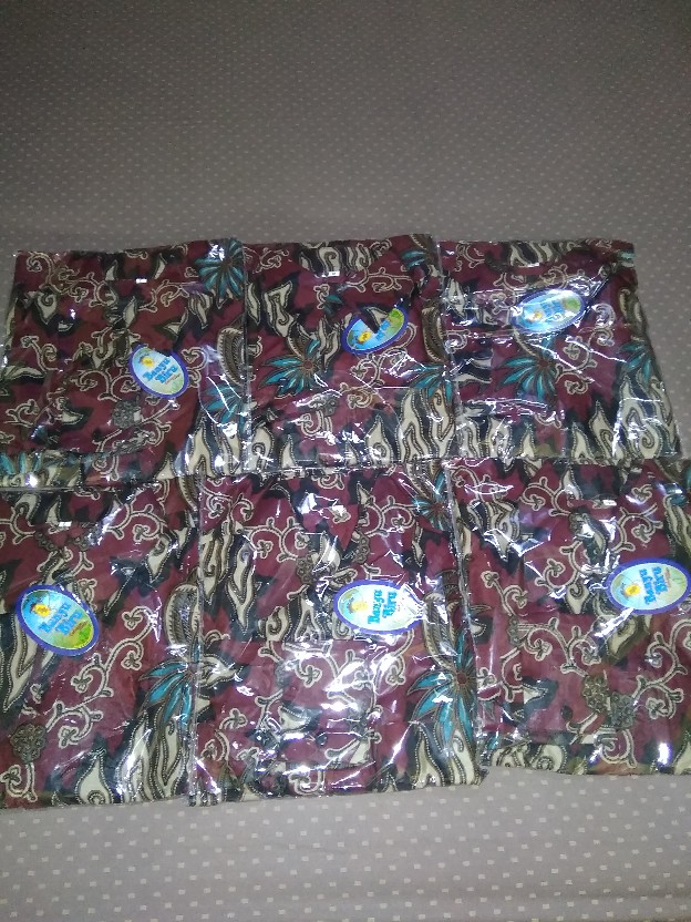 Kemeja Batik Pria M L Xl Xxl Bswart Kenongo Padi Biru Merah Sogan