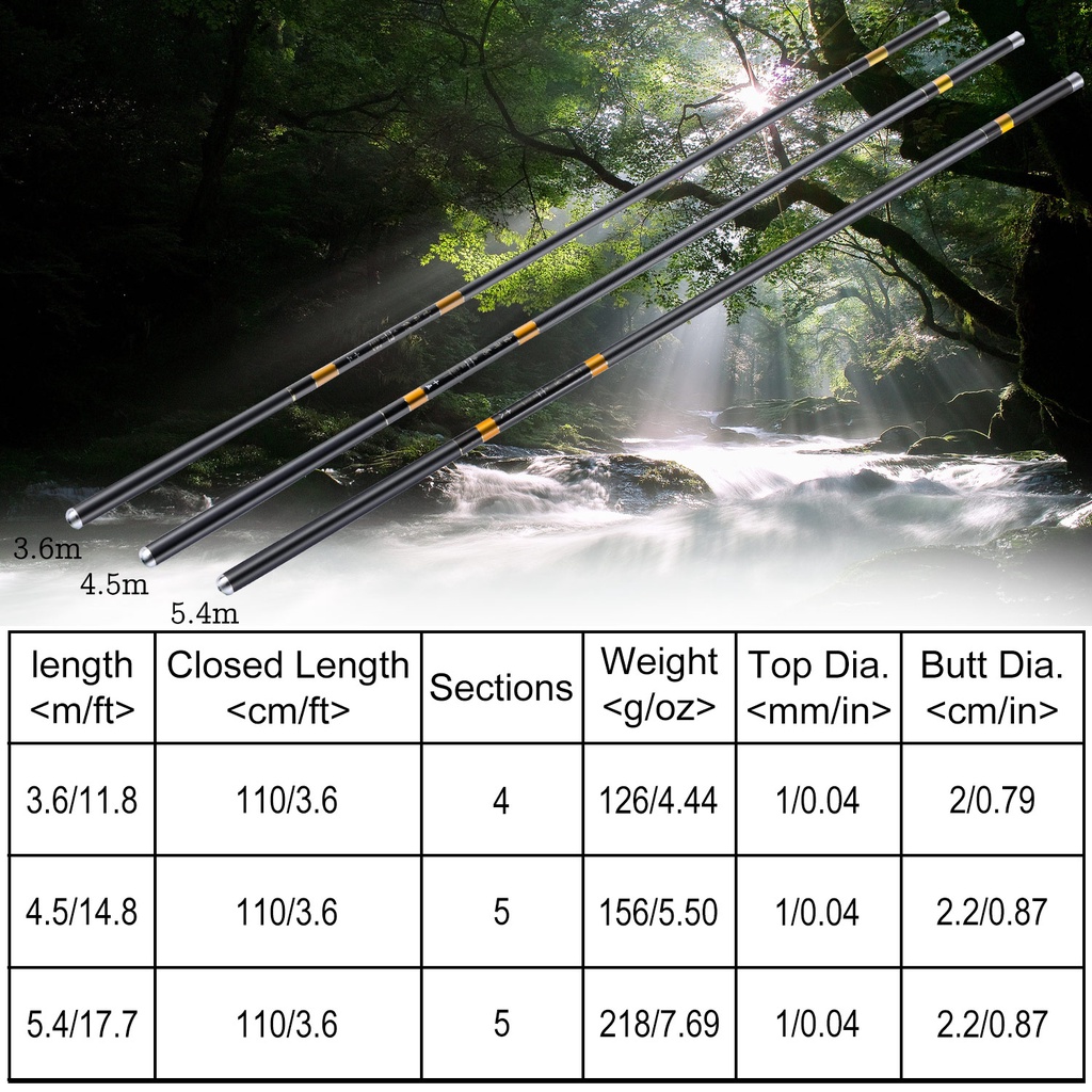 Joran Tegek Fishing Rod Telescopic Fishing Rod Super Light 3.6M-5.4M High Carbon Fiber Black Portable Stream Fishing Rod 3.6M 4.5M 5.4M Travel Carp Rod for Freshwater