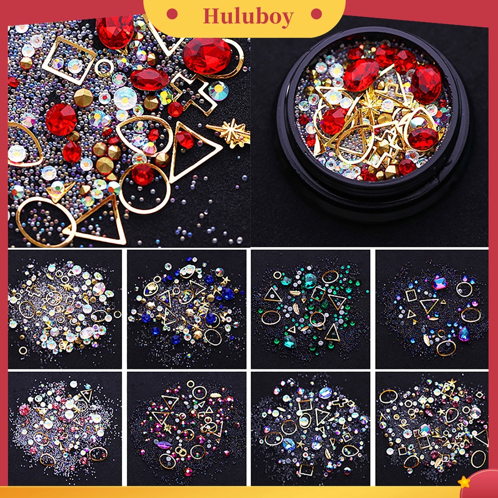 Huluboy Huluboy♡ Patch Sequin Glitter Berlian Imitasi Hollow Campur Untuk Dekorasi Manicurenail Art DIY