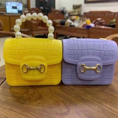 OSM JKT T5158 Tas Jelly Mutiara Motif Kulit Buaya Fashion Korea / Tas Selempang Hand Bag Wanita