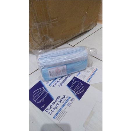 Ne Care Masker Earloop Box (isi 50) Nyaman Tali Kuat 3 Ply Non Medis Face Mask Pria Wanita-Disposable