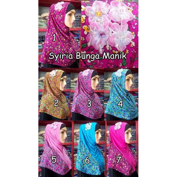 Hijab Instan Jilbab Syiria Bunga Manik Murah Muslim TBEB3436