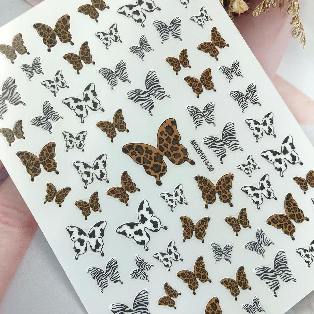 AUGUSTINA Agustin 3D Stiker Nail Art Wanita Gadis Desain Kuku Seri Hitam Perekat Decal