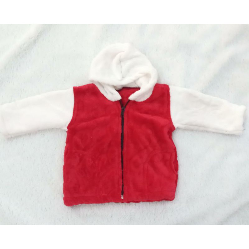 Jaket Bayi Usia 1-2 tahun / jaket bayi lembut-Merah Putih