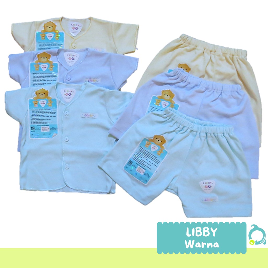 Setelan libby warna pendek kancing depan
