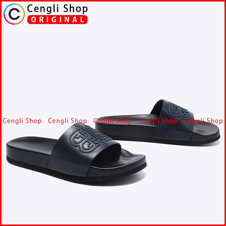 SANDAL SLIDE EVERBEST PRIA ORIGINAL CASUAL BRANDED BIRU NAVY EM22