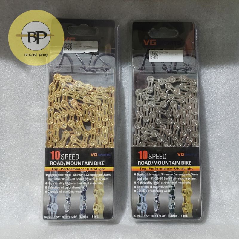 Rantai sepeda 10 Speed VG Sports Rantai Sepeda Bicycle Chain Half Hollow 10 Speed Gold Silver