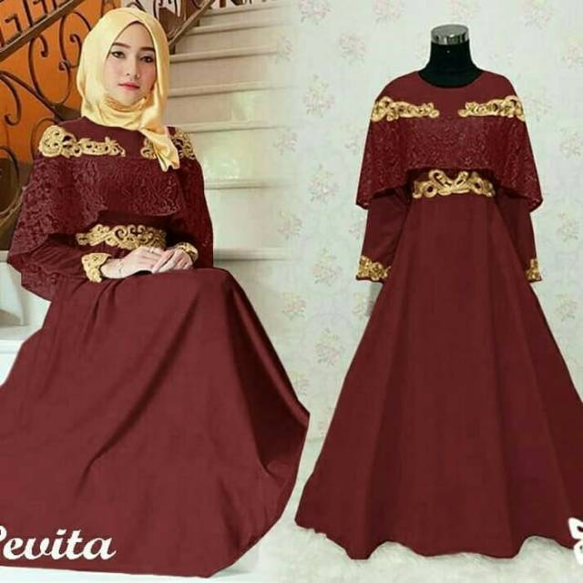 Gamis / Maxi / Baju / Dress Pesta Wanita Muslim Pevita bordir