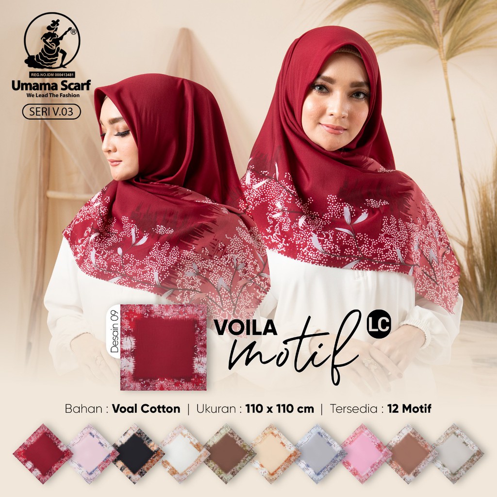 VOILA MOTIF LC Umama Jilbab  Hijab Kerudung Scarf Segi 