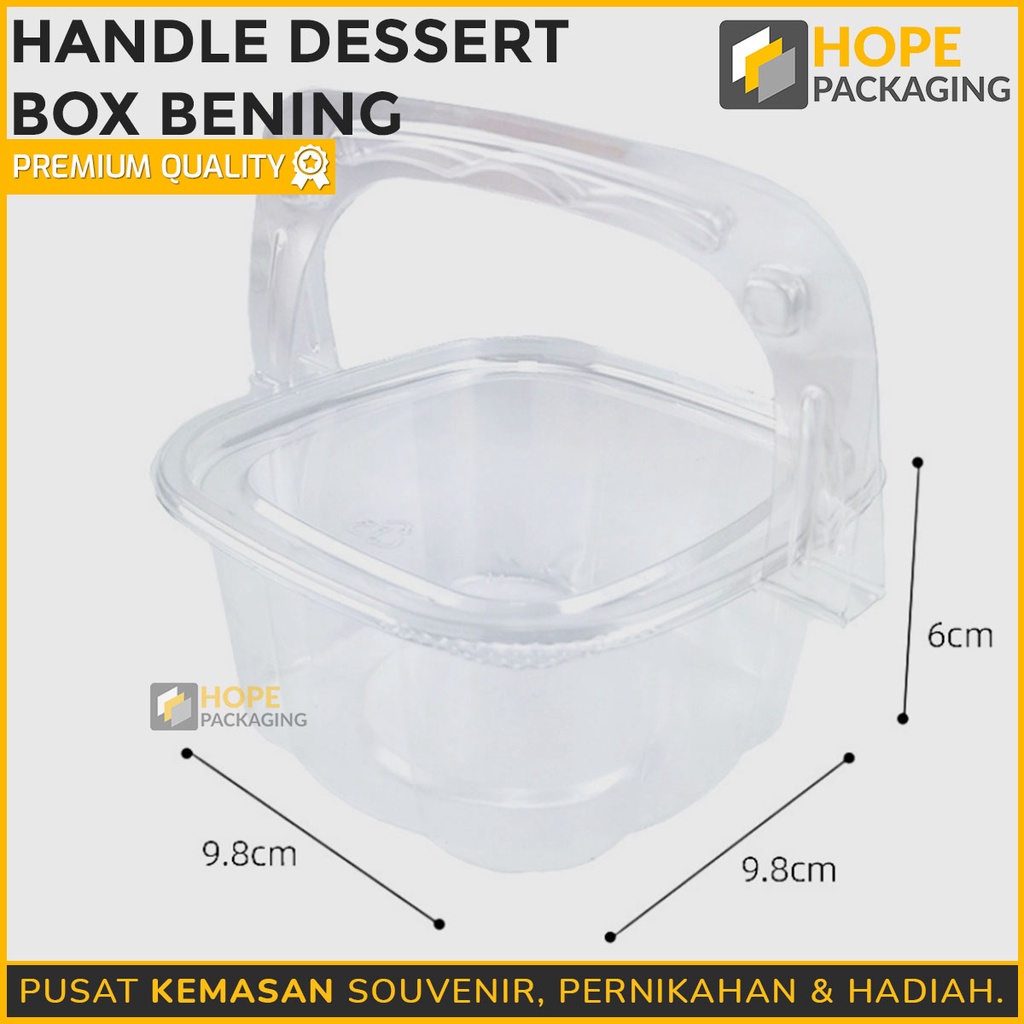 [ISI 5 pcs] Handle Kotak Dessert Box / Kotak Mika Lunch Box / Box Mika Kue / Box Cookies / Box Dessert