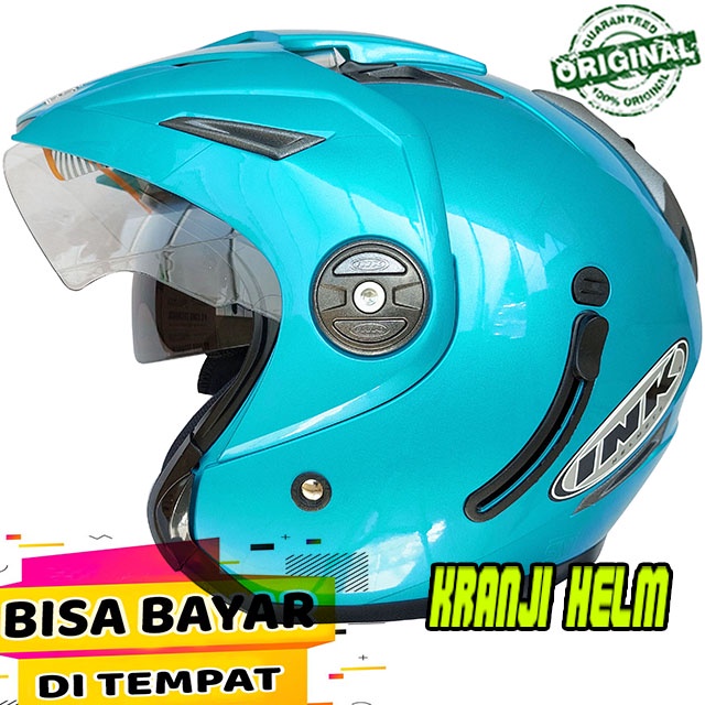 Helm / Helm half face / Helm ink t1 solid ice blue termurah