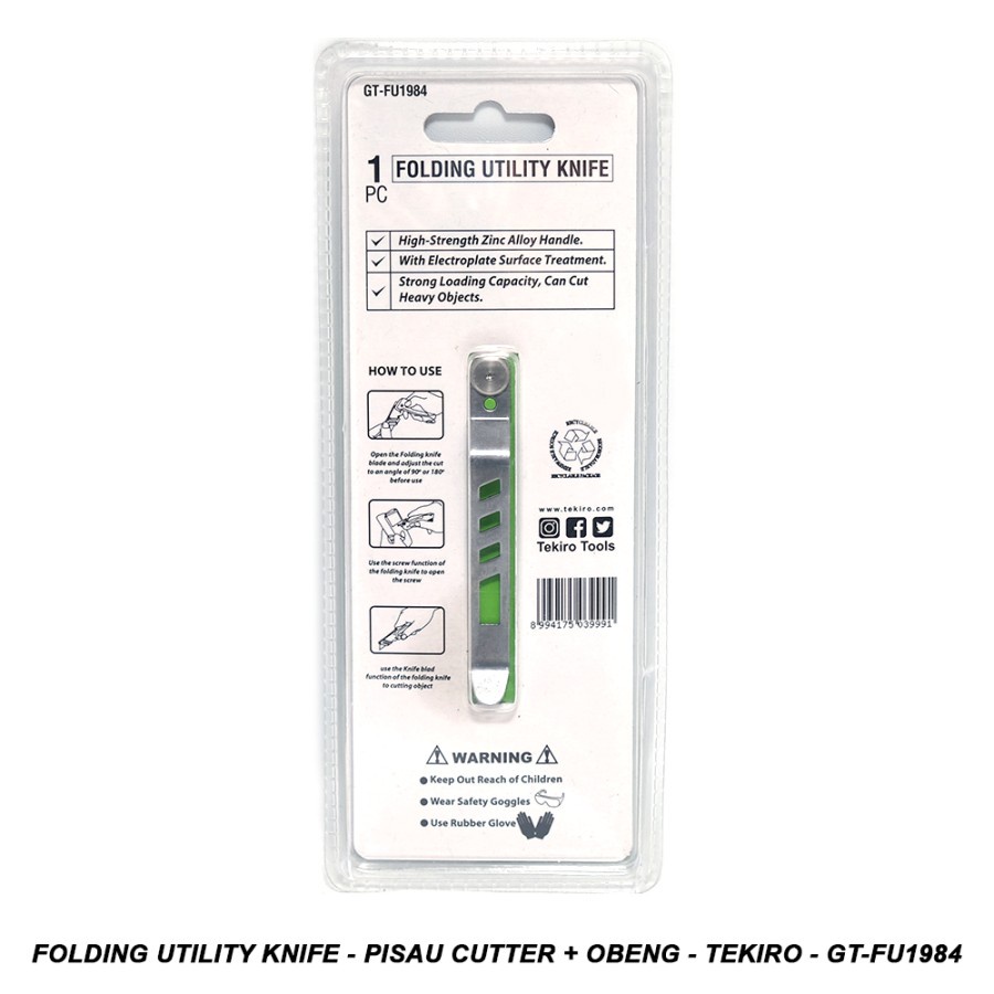 Pisau Cutter lipat + Obeng - Tekiro GT-FU1984 Folding Utility Knife