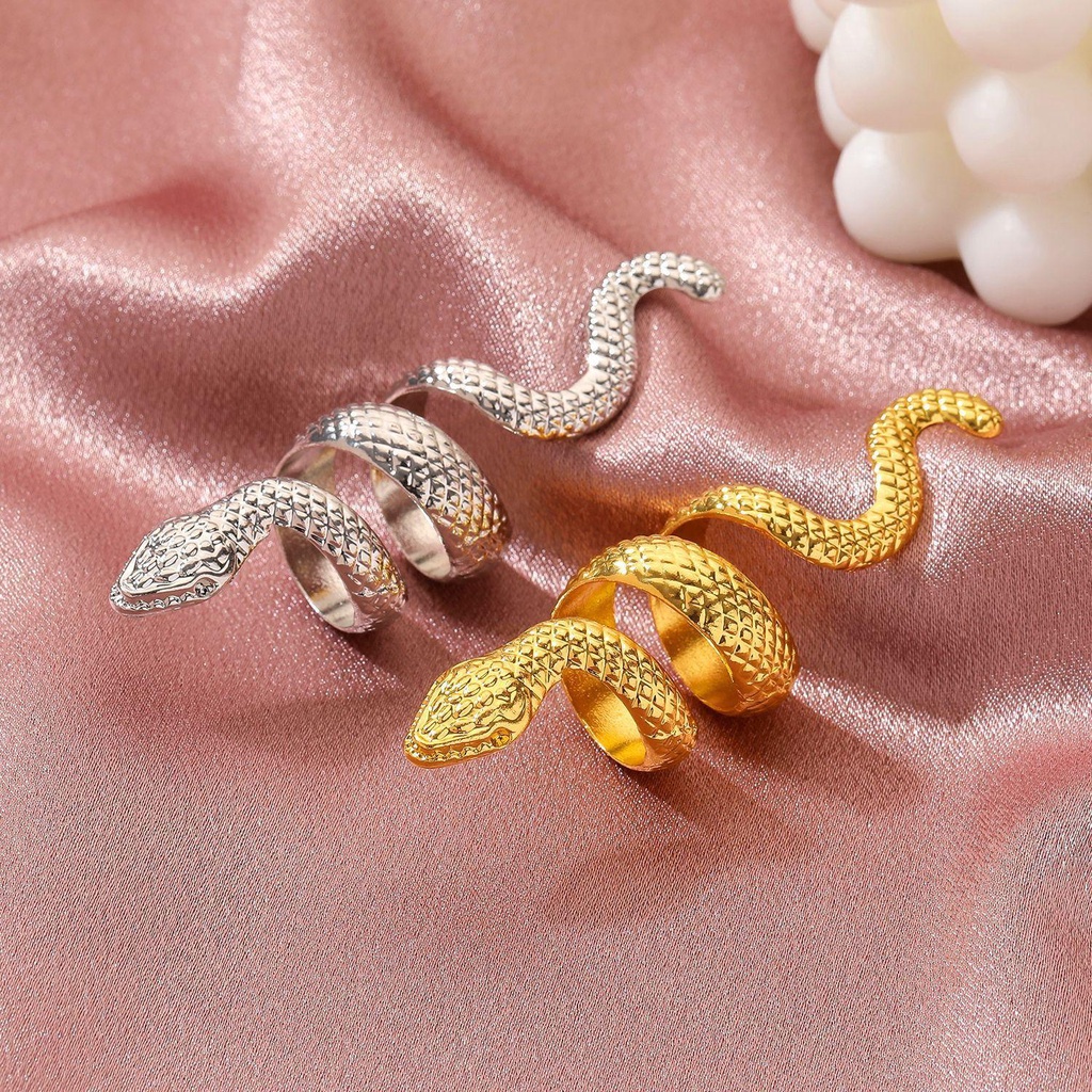 R-flower Snake Ring Opening Jewelry Cincin Terbuka Kepribadian Temperamen Retro