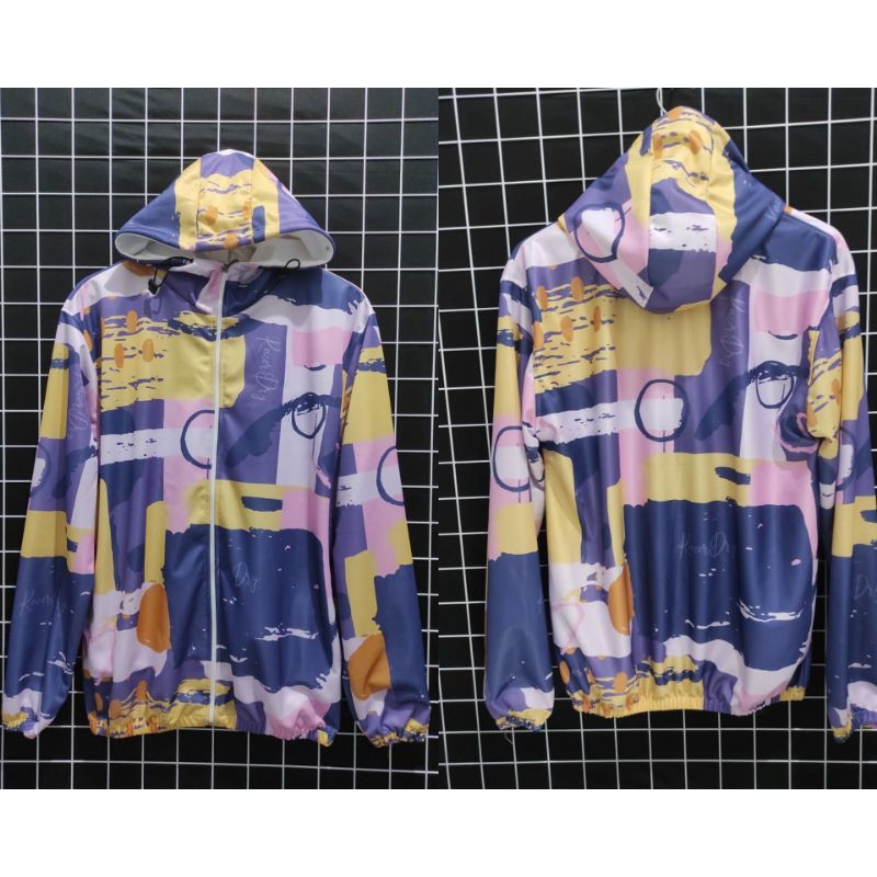 Jaket Sepeda Wanita Jaket Motif Printing/Jaket Goews-ungu kuning