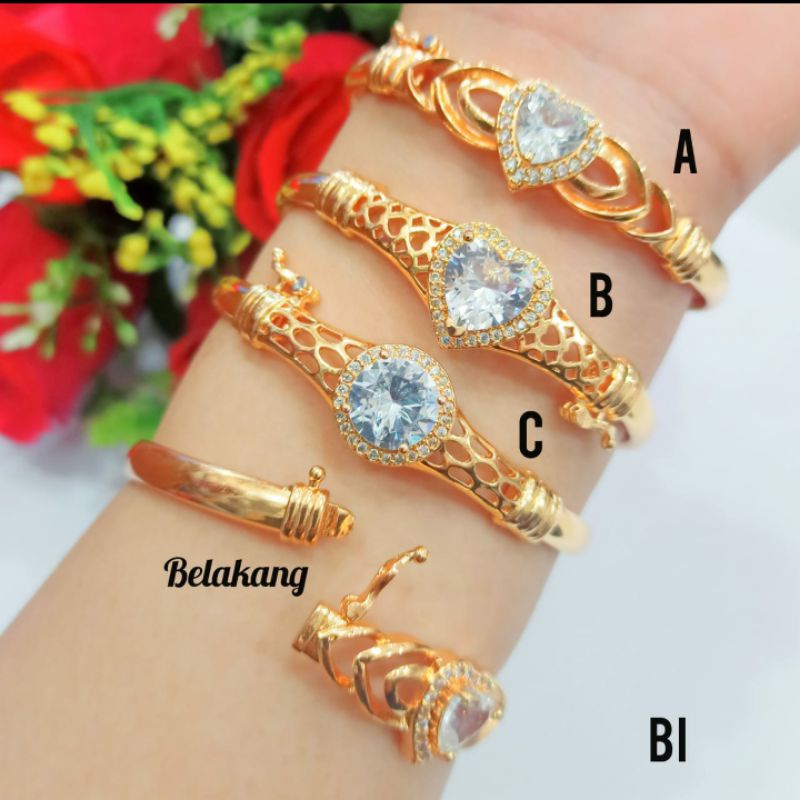 Gelang Bangkok Dewasa Permata Zircon Gold perhiasan wanita(COD)