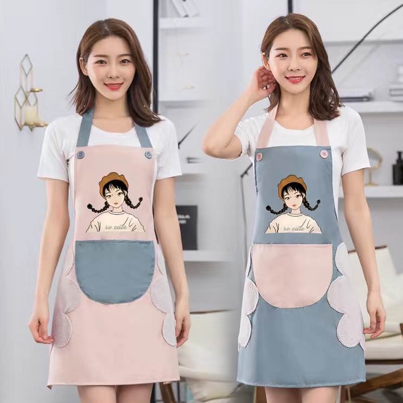 Grosir - H1015 Apron Masak Anti Minyak / Celemek Masak Waterproof / Apron Dapur Karakter / Celemek Dapur