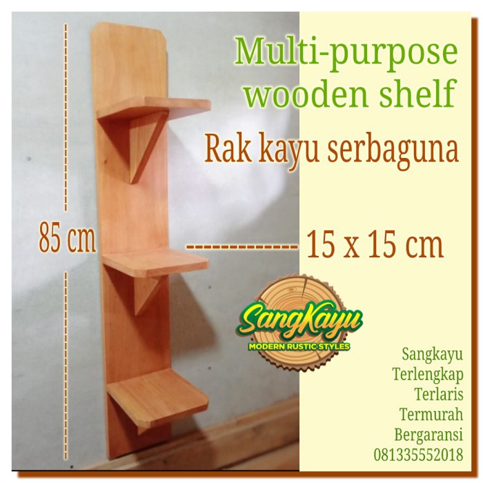 Multi-purpose wooden shelf 85x15 rak kayu minimalis rak kayu serbaguna