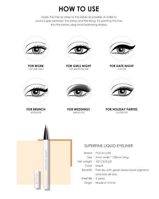 (READY &amp; ORI!) Focallure Superfine Liquid Waterproof Eyeliner FA91 FA 91 Tahan Lama Waterproof